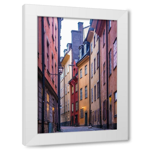 Sweden-Stockholm-Gamla Stan-Old Town-Royal Palace-old town street White Modern Wood Framed Art Print by Bibikow, Walter