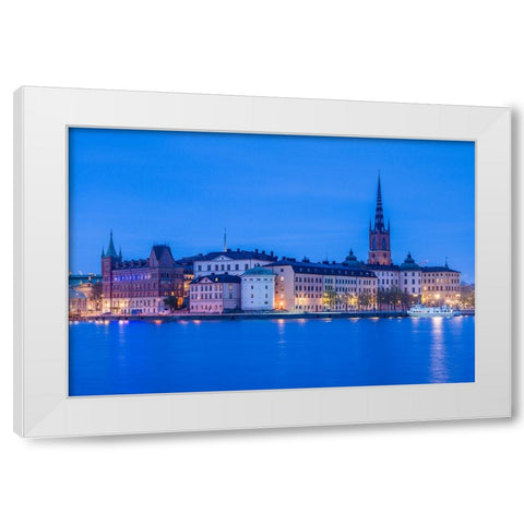 Sweden-Stockholm at dusk White Modern Wood Framed Art Print by Bibikow, Walter