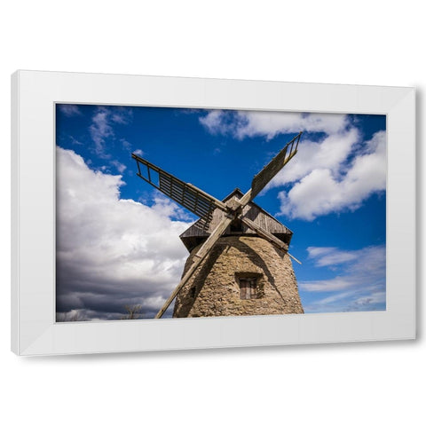 Sweden-Gotland Island-Botvatte-old windmill White Modern Wood Framed Art Print by Bibikow, Walter