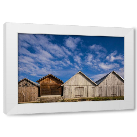 Sweden-Gotland Island-Djupvik-fishing shacks White Modern Wood Framed Art Print by Bibikow, Walter
