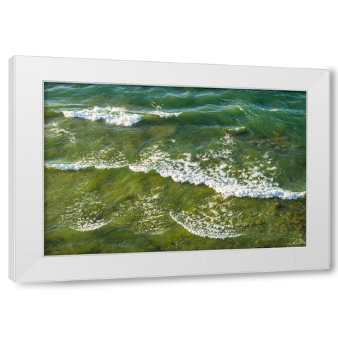 Sweden-Gotland Island-Hogklint-high angle view of the sea from western cliffs White Modern Wood Framed Art Print by Bibikow, Walter
