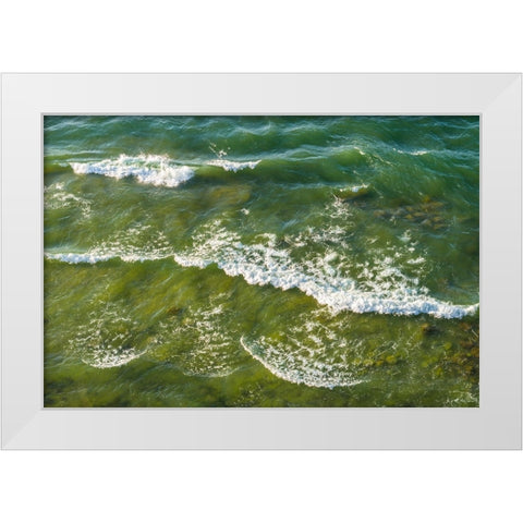 Sweden-Gotland Island-Hogklint-high angle view of the sea from western cliffs White Modern Wood Framed Art Print by Bibikow, Walter