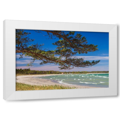 Sweden-Faro Island-Fifang-view of Ajkesvik Bay White Modern Wood Framed Art Print by Bibikow, Walter