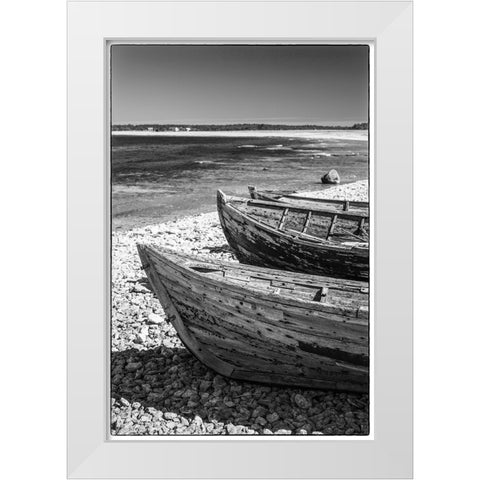 Sweden-Faro Island-Kursviken-coastal farmers fishing boats White Modern Wood Framed Art Print by Bibikow, Walter