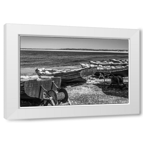 Sweden-Faro Island-Kursviken-coastal farmers fishing boats White Modern Wood Framed Art Print by Bibikow, Walter