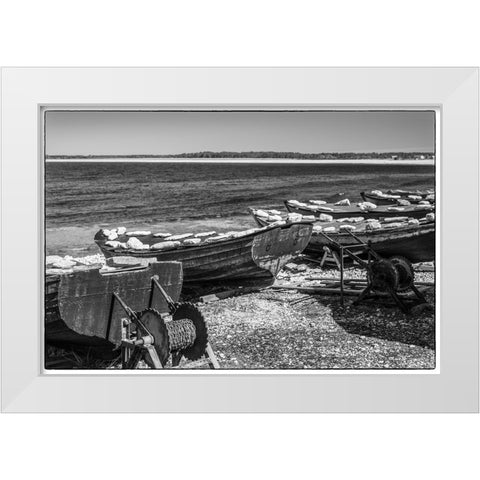 Sweden-Faro Island-Kursviken-coastal farmers fishing boats White Modern Wood Framed Art Print by Bibikow, Walter