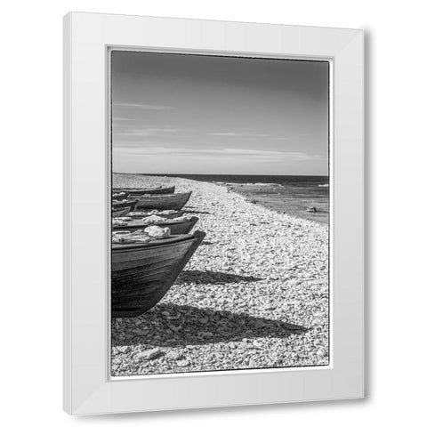 Sweden-Faro Island-Kursviken-coastal farmers fishing boats White Modern Wood Framed Art Print by Bibikow, Walter