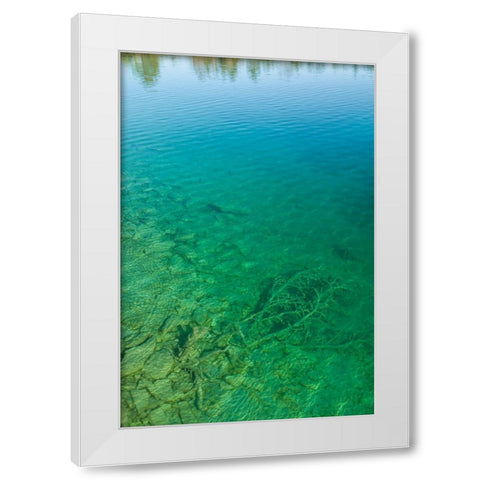 Sweden-Gotland Island-Labro-Bla Lagunen-Blue Lagoon-natural swimming area in former chalk quarry wi White Modern Wood Framed Art Print by Bibikow, Walter