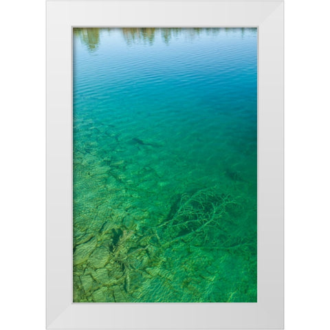 Sweden-Gotland Island-Labro-Bla Lagunen-Blue Lagoon-natural swimming area in former chalk quarry wi White Modern Wood Framed Art Print by Bibikow, Walter