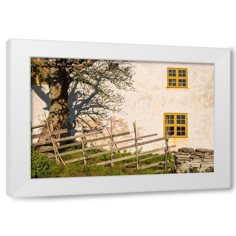 Sweden-Gotland Island-Fleringe-exterior farm White Modern Wood Framed Art Print by Bibikow, Walter