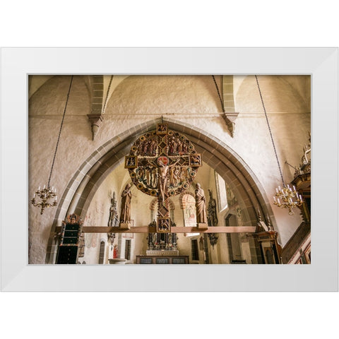 Sweden-Gotland Island-Oja-Oja church-crucifix White Modern Wood Framed Art Print by Bibikow, Walter