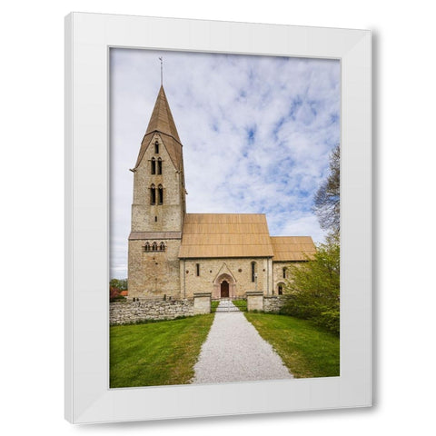Sweden-Gotland Island-Oja-Oja church-exterior White Modern Wood Framed Art Print by Bibikow, Walter