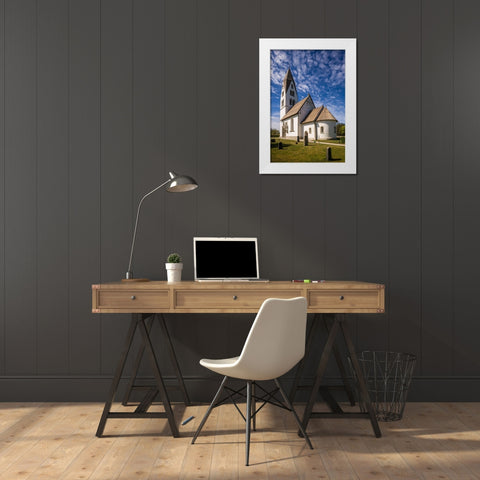 Sweden-Gotland Island-Stanga-Stanga church-exterior White Modern Wood Framed Art Print by Bibikow, Walter