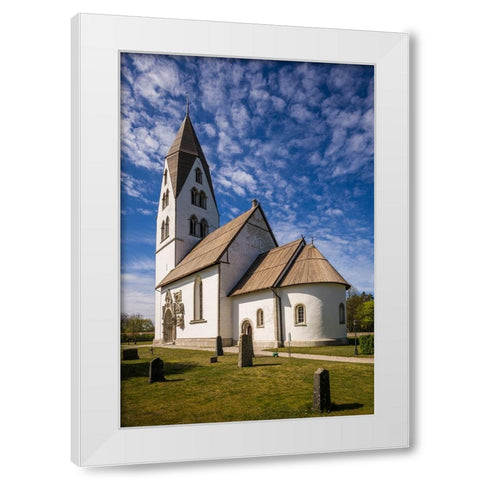 Sweden-Gotland Island-Stanga-Stanga church-exterior White Modern Wood Framed Art Print by Bibikow, Walter