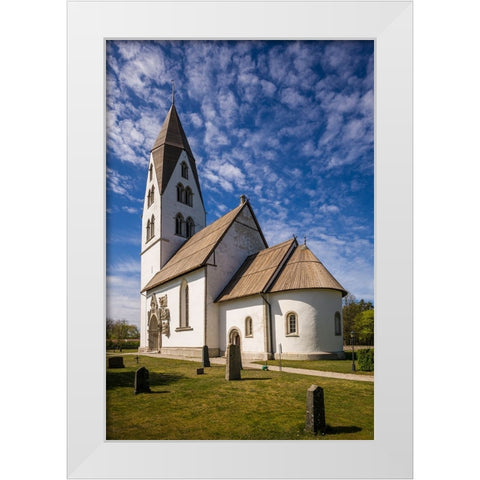 Sweden-Gotland Island-Stanga-Stanga church-exterior White Modern Wood Framed Art Print by Bibikow, Walter