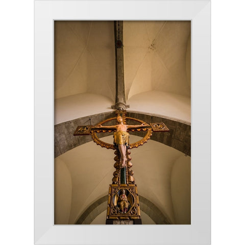 Sweden-Gotland Island-Stanga-Stanga church-interior crucifix White Modern Wood Framed Art Print by Bibikow, Walter