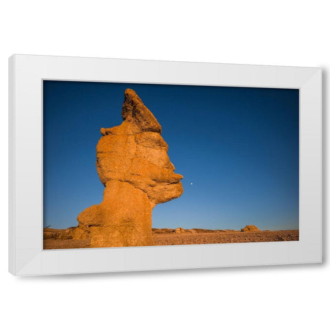 Sweden-Faro Island-Langhammars Area-Langhammar coastal limestone rauk rock-sunset White Modern Wood Framed Art Print by Bibikow, Walter