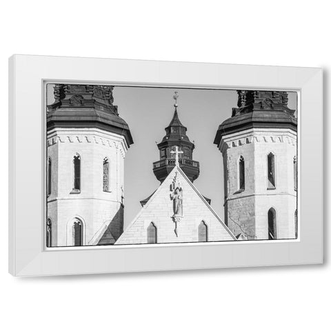 Sweden-Gotland Island-Visby-Visby Cathedral-12th century-exterior White Modern Wood Framed Art Print by Bibikow, Walter