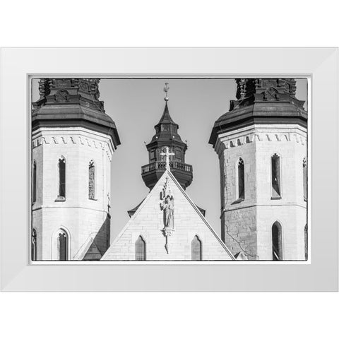 Sweden-Gotland Island-Visby-Visby Cathedral-12th century-exterior White Modern Wood Framed Art Print by Bibikow, Walter
