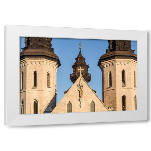 Sweden-Gotland Island-Visby-Visby Cathedral-12th century-exterior White Modern Wood Framed Art Print by Bibikow, Walter