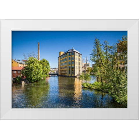 Sweden-Norrkoping-early Swedish industrial town-Arbetets Museum-Museum of Work in former early 20th White Modern Wood Framed Art Print by Bibikow, Walter