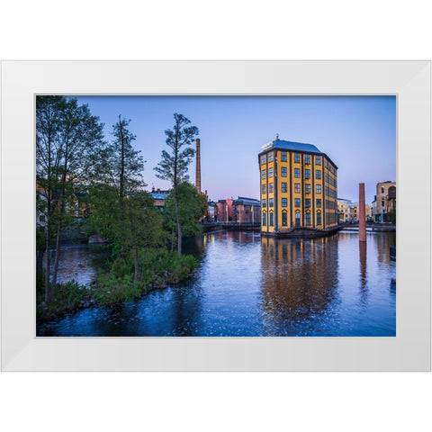 Sweden-Norrkoping-early Swedish industrial town-Arbetets Museum-Museum of Work in former early 20th White Modern Wood Framed Art Print by Bibikow, Walter