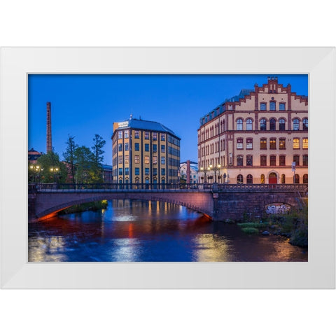 Sweden-Norrkoping-early Swedish industrial town-Arbetets Museum-Museum of Work in former early 20th White Modern Wood Framed Art Print by Bibikow, Walter