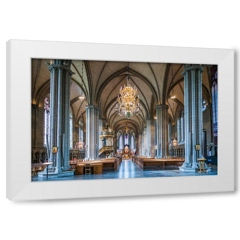 Sweden-Linkoping-Linkoping domkyrka cathedral-interior White Modern Wood Framed Art Print by Bibikow, Walter
