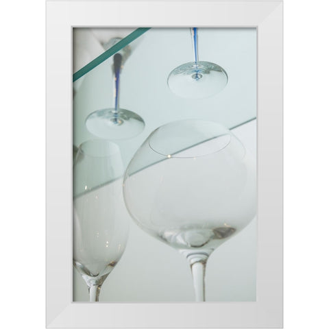 Sweden-Glasriket-Kingdom of Glass area-Vaxjo-display of locally produced glassware White Modern Wood Framed Art Print by Bibikow, Walter