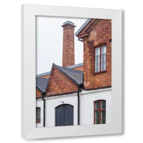 Sweden-Glasriket-Kingdom of Glass historical glass making region-Nybro-Pukeberg Glasbruk-Swedish Sc White Modern Wood Framed Art Print by Bibikow, Walter