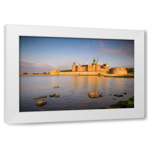 Sweden-Kalmar-Kalmar Slott castle-dawn White Modern Wood Framed Art Print by Bibikow, Walter