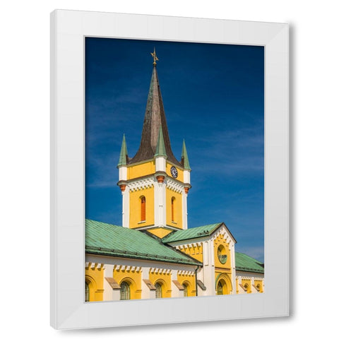 Sweden-Oland Island-Borgholm-town church White Modern Wood Framed Art Print by Bibikow, Walter