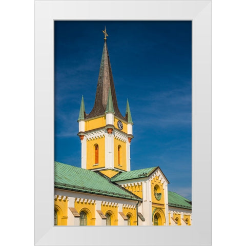 Sweden-Oland Island-Borgholm-town church White Modern Wood Framed Art Print by Bibikow, Walter