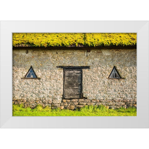 Sweden-Oland Island-Himmelsberga-antique farm building White Modern Wood Framed Art Print by Bibikow, Walter
