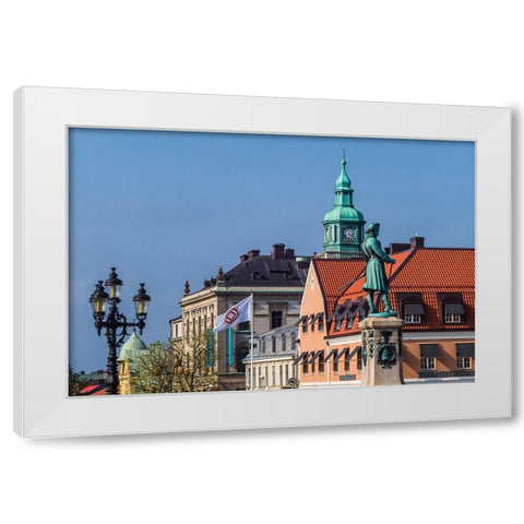 Southern Sweden-Karlskrona-Stortorget Square-town buildings White Modern Wood Framed Art Print by Bibikow, Walter