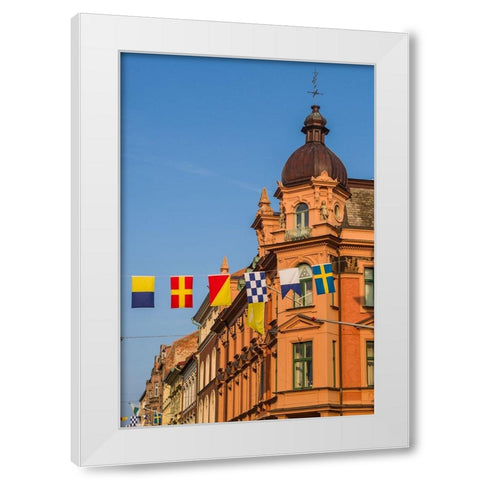 Southern Sweden-Karlskrona-street view of Ronneygatan street White Modern Wood Framed Art Print by Bibikow, Walter