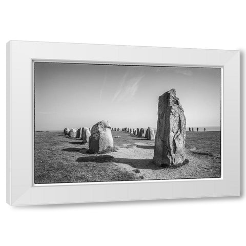 Southern Sweden-Kaseberga-Ales Stenar-Ales Stones-early peoples ritual site-600 AD White Modern Wood Framed Art Print by Bibikow, Walter