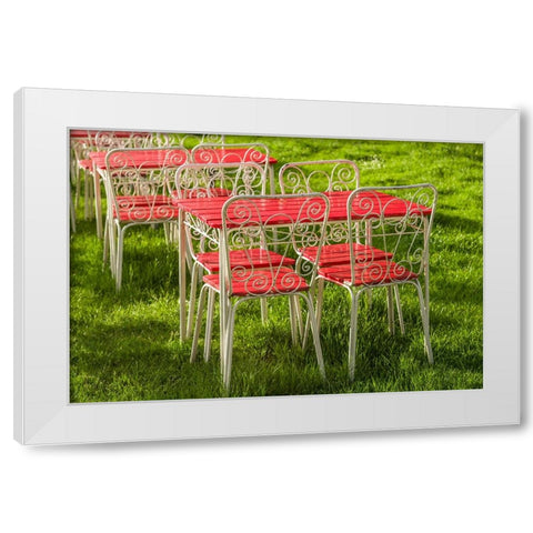 Southern Sweden-Ystad-cafe tables White Modern Wood Framed Art Print by Bibikow, Walter