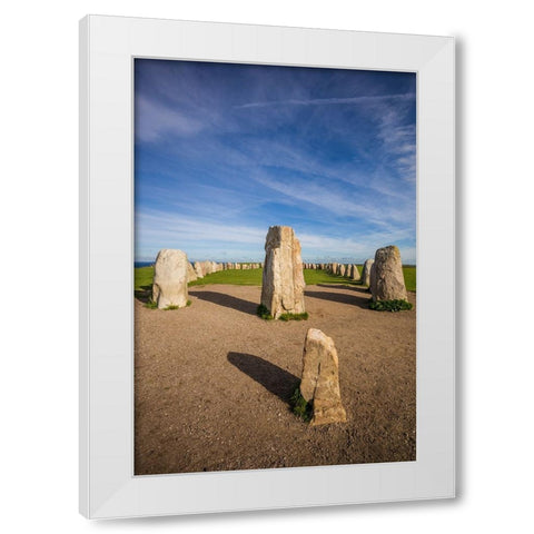 Southern Sweden-Kaseberga-Ales Stenar-Ales Stones-early peoples ritual site-600 AD White Modern Wood Framed Art Print by Bibikow, Walter