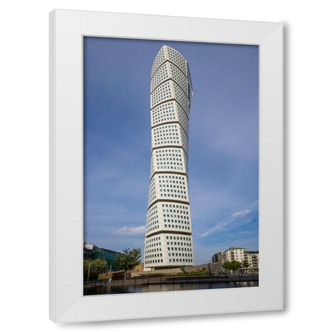 Sweden-Scania-Malmo-Turning Torso building-designed by architect Santiago Calatrava-2005 White Modern Wood Framed Art Print by Bibikow, Walter