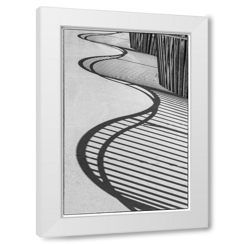 Sweden-Scania-Malmo-Rorsjokanalen canal bridge-shadow pattern White Modern Wood Framed Art Print by Bibikow, Walter