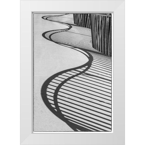 Sweden-Scania-Malmo-Rorsjokanalen canal bridge-shadow pattern White Modern Wood Framed Art Print by Bibikow, Walter