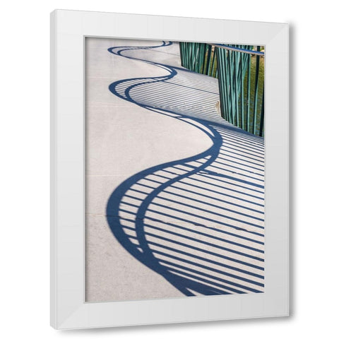 Sweden-Scania-Malmo-Rorsjokanalen canal bridge-shadow pattern White Modern Wood Framed Art Print by Bibikow, Walter