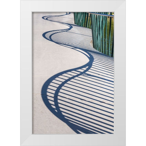 Sweden-Scania-Malmo-Rorsjokanalen canal bridge-shadow pattern White Modern Wood Framed Art Print by Bibikow, Walter