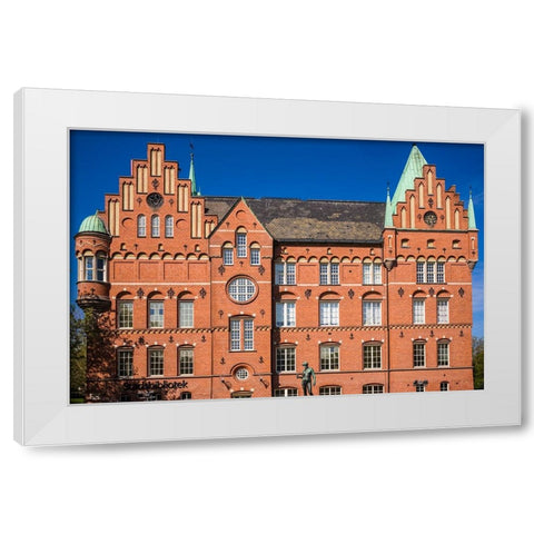 Sweden-Scania-Malmo-City Library-old building exterior White Modern Wood Framed Art Print by Bibikow, Walter