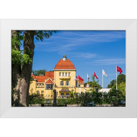 Sweden-Scania-Malmo-Kungsparken park-Casino-exterior White Modern Wood Framed Art Print by Bibikow, Walter