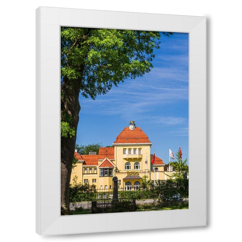 Sweden-Scania-Malmo-Kungsparken park-Casino-exterior White Modern Wood Framed Art Print by Bibikow, Walter