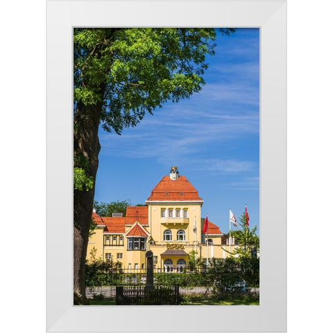 Sweden-Scania-Malmo-Kungsparken park-Casino-exterior White Modern Wood Framed Art Print by Bibikow, Walter