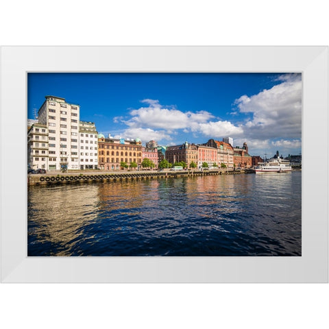 Sweden-Scania-Malmo-Inre Hamnen inner harbor White Modern Wood Framed Art Print by Bibikow, Walter