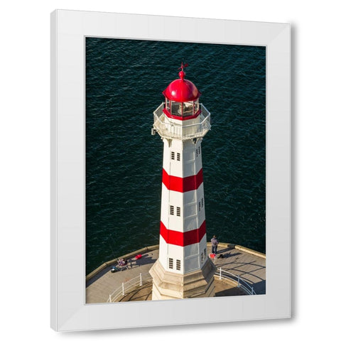 Sweden-Scania-Malmo-Inre Hamnen inner harbor-lighthouse-high angle view White Modern Wood Framed Art Print by Bibikow, Walter